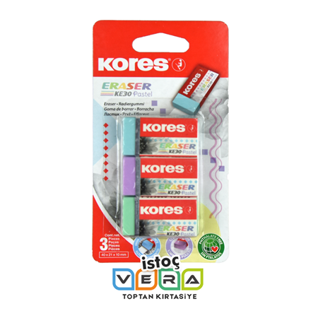 Kores 3 Adet Pastel Renk Silgi