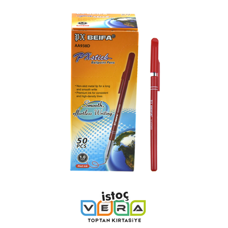 Beifa 1.0mm kırmızı tükenmez kalem