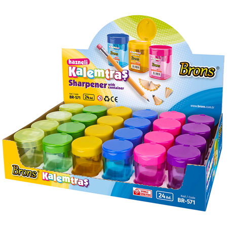 Brons Silindir Hazneli Kalemtraş 24 lü Paket