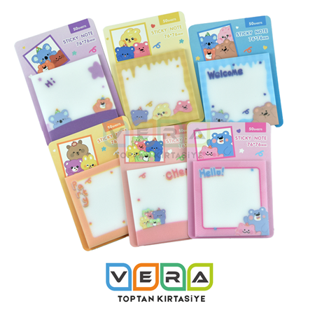 Şeffaf Desenli 76x76 Yapışkanlı Not Kağıtları