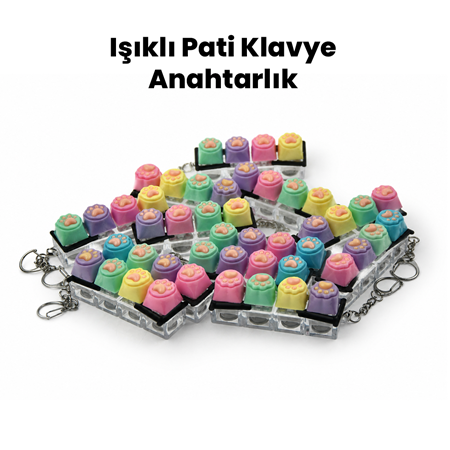 4 lü Işıklı Pati Click Klavye Anahtarlık 12 li Paket