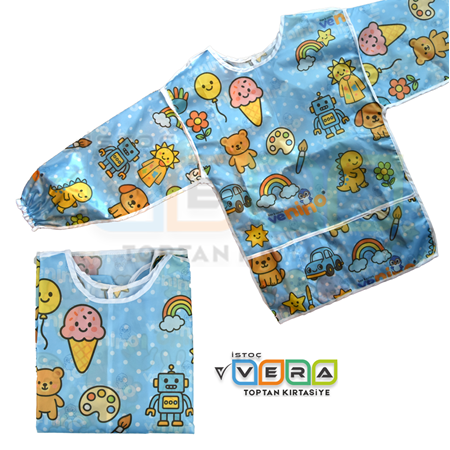 Venino Mavi Desenli Anaokulu Önlüğü - Aktivite Önlüğü