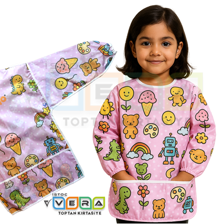 Venino Pembe Desenli Anaokulu Önlüğü - Aktivite Önlüğü