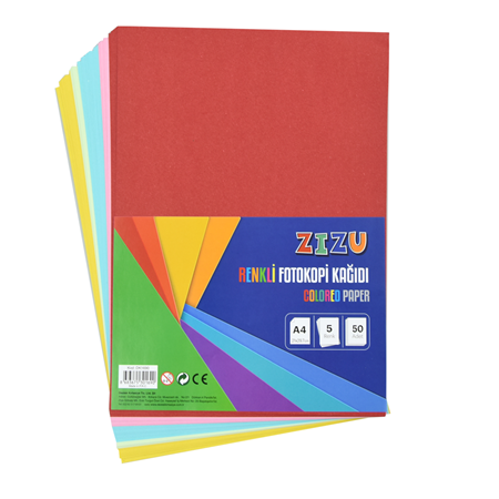 Zizu 5 Renk 80 gr 50 li Renkli A4 Kağıdı
