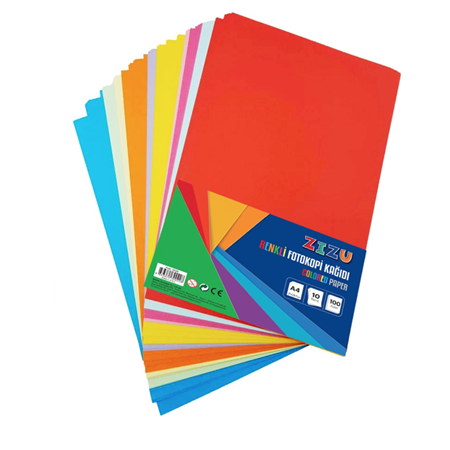 Zizu 10 Renk 80 gr 100 lü Renkli A4 Kağıdı