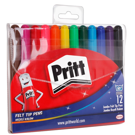 Pritt 12 Renk Jumbo Yuvarlak Uç Keçeli Kalem