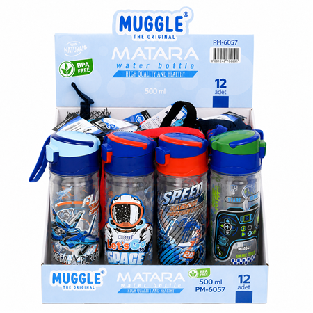 Mikro Muggle 500 ML Pipetli Erkek Model Matara 12 li Stant