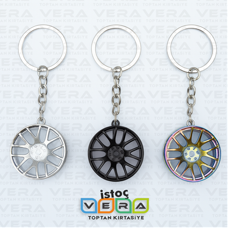 Toptan Jant Tasarımlı Metal Anahtarlık – Araba Jantı Model