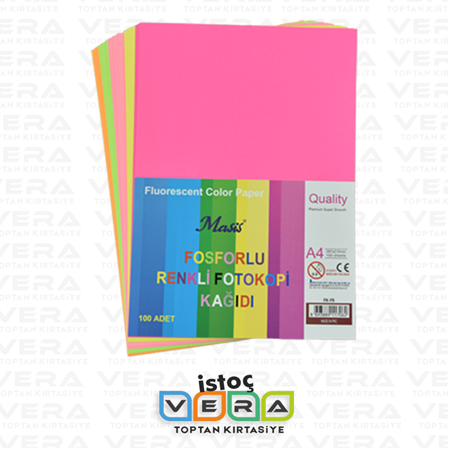 5 Renk 100'Lü Fosforlu A4 Fotokopi Kağıdı