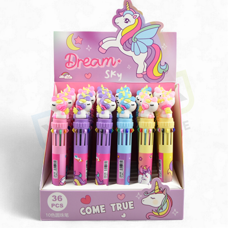 Unicorn 10 Renk Tükenmez Kalem