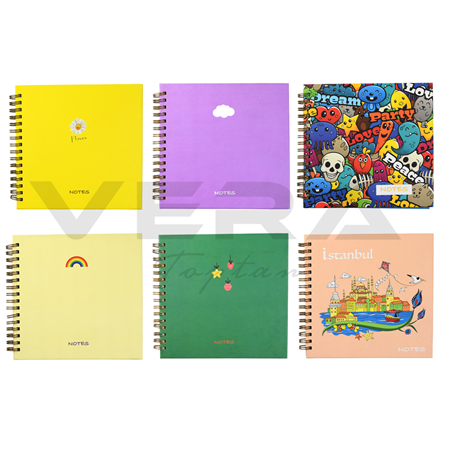 Runote 15x15 Sert Kapak 80 Yp Kareli Bloknot 12 li Paket