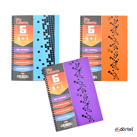 5+1 150  Yaprak Pp Kapak Bölümlü Ayraçlı Defter