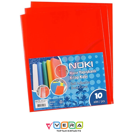 Noki Hazır Yapışkanlı A4 Kitap Kabı 10 lu Kırmızı Renk