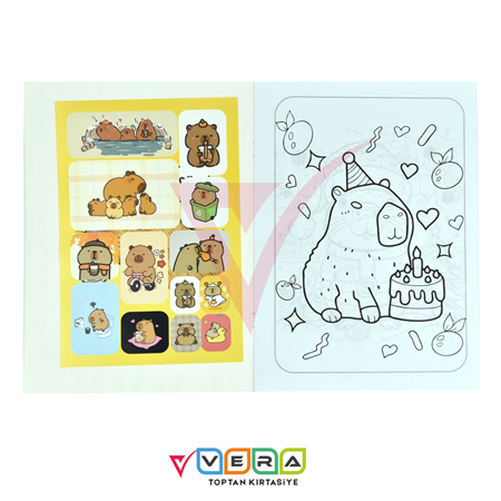 Capy Bara Stickerlı , Maske Çıkartmalı Boyama Kitabı