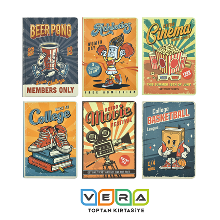 13x21 64 yp Retro Sert Kapak SP Çizgili Defter