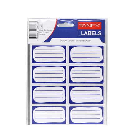 Tanex Düz Mavi Okul Etiketi 5  li blister