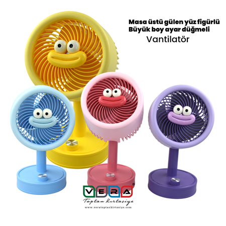 FNX-2291 Büyük Boy Smile Masaüstü Güç Ayarlı USB Şarklı Vantilatör