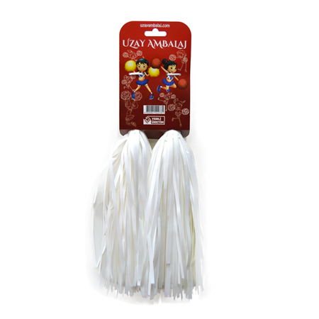 Metalik Beyaz PonPon İkili Set