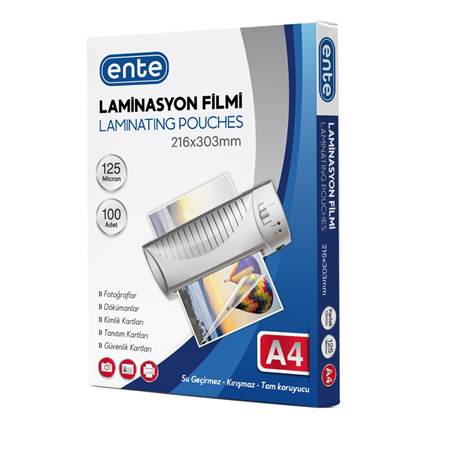 ENTE 125 Micron A4 Laminasyon Filmi 100 lü