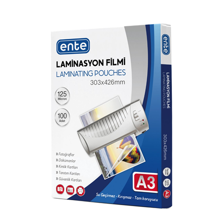 ENTE 125 Micron A3 Laminasyon Filmi 100 lü