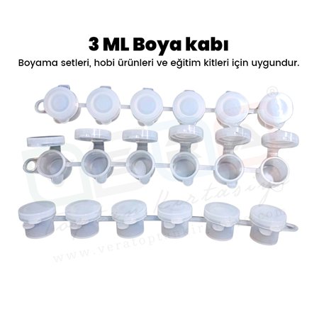 3 ML Boş Boya Kabı - Boya Seti - Hobi ürünleri ve Eğitim kitleri için 250 li Paket