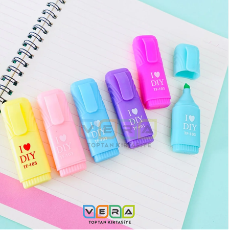 I LOVE DIY 6 Renk Mini  Fosforlu Kalem Seti