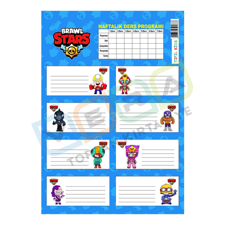 Brawl Star Ders Programlı 3'lü Blister Okul Etiketi