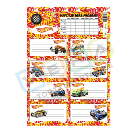 Hothweels Ders Programlı 3'lü Blister Okul Etiketi