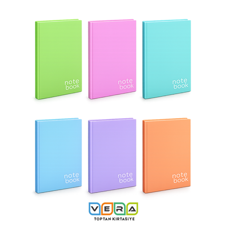 14x20 Pastel Sert Kapak 1.Hamur 80gr 80 Yp Çizgili Notebook 12'li Paket