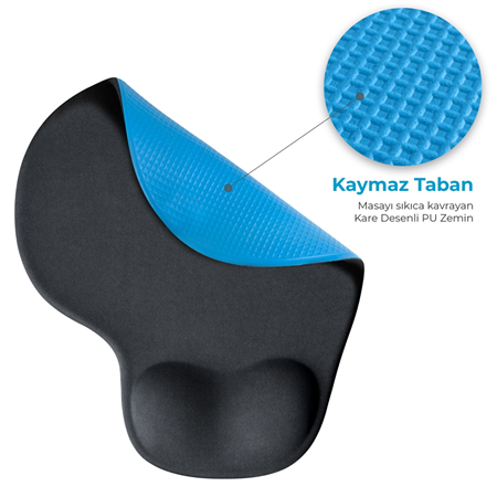 Oval Kaydırmaz Taban Bilek Destekli Pro Mouse Pad