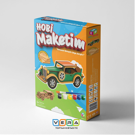 Ahşap Model Araba Boyama Seti