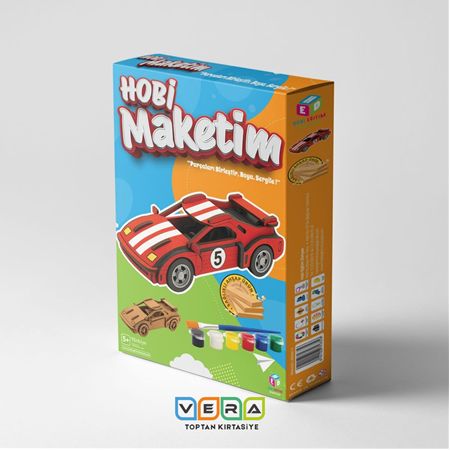 Ahşap Yarış Arabası Boyama Seti