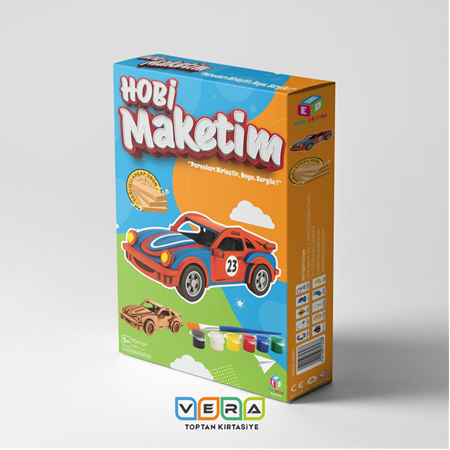 Ahşap Yarış Arabası 2 Boyama Seti