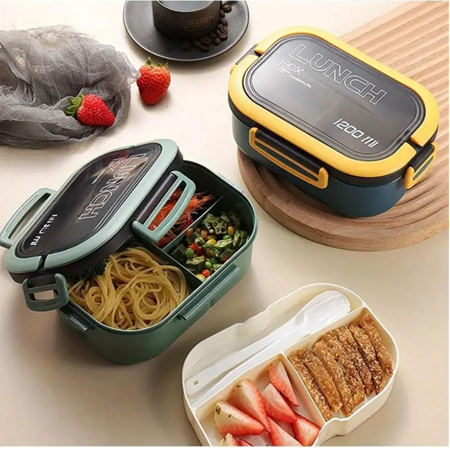 Lunch 5 Bölümlü Geniş Hazneli Çatal Kaşıklı Beslenme Kabı