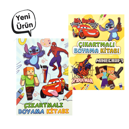 Erkek Model 4 Karakter Karışık Stickerlı Boyama Kitabı