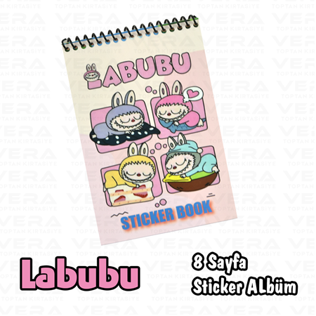 Labubu A6 Ebatında Spiralli 8 Sayfa Sticker Albüm