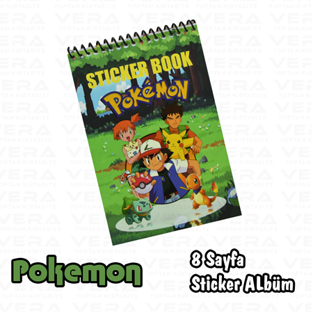 Pokemon A6 Ebatında Spiralli 8 Sayfa Sticker Albüm
