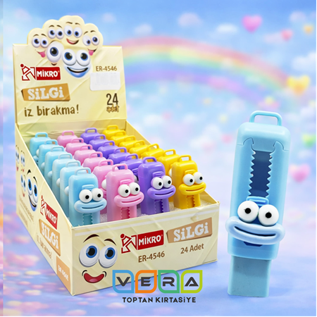 Mikro ER-4546 Smile Sürgülü Silgi 24 lü stant