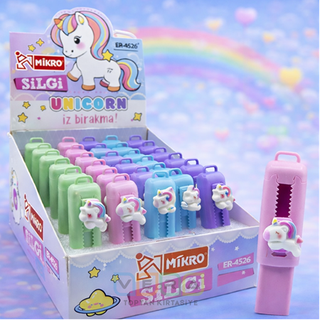 Mikro ER-4526 Unicorn Sürgülü Silgi 24 lü stant