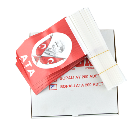 Kuşe Kağıt Atalı Küçük Boy 200 lü Çıtalı Bayrak
