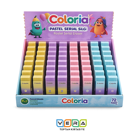Coloria Pastel silgi 72'li display kutu Stant