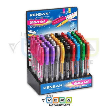 Pensan Glitter Simli Jel Kalem 60 lı Stant