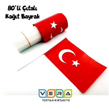 80'li Küçük Boy Çıtalı Bayrak 12x18 cm