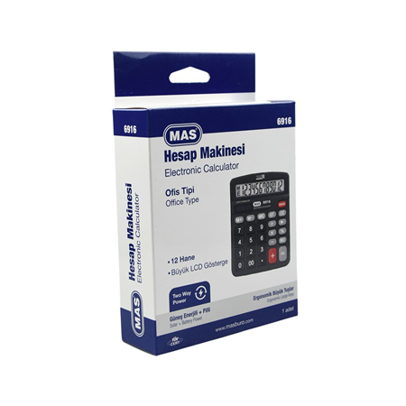 MAS 6916 HESAP MAKİNESİ OFİS TİPİ PLASTİK PANEL